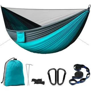 PHYSEN Hängematte Outdoor mit Moskitonetz Hängematte Camping, 300kg Traglast Doppelhängematte, 290x140cm Ultralight Hammock Reisehängematte für 2 Personen, für Garten Survival Wander Strände