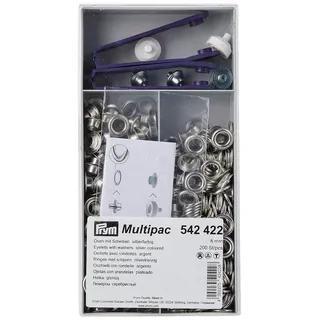 Prym Eyelets and washers, 8.0mm, Silver-Coloured, 8mm