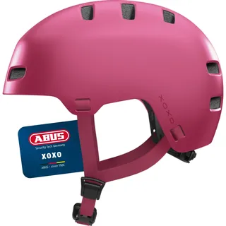 ABUS Fahrradhelm XOXO - Cityhelm im Skater-Look - Helm für Skateboard, Fahrrad, Scooter - mit optimiertem Kinnpolster - für Jugendliche und Erwachsene - Größe S, Mono rot