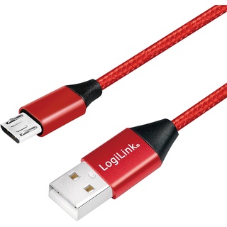 Logilink - USB 2.0 Anschlusskabel, USB (Typ A) zu micro-USB rot, 0,3m