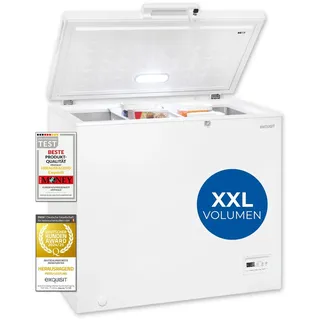 Exquisit Gefriertruhe, Kühlfunktion, 2-in-1, 198 Liter, Türschloss, 4-Sterne-Gefrieren, Schnellgefrieren, 2 Rollen, GT201-HE-040E weiss