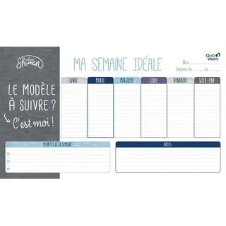 Quo Vadis - Schreibtischunterlage für immerwährende Blätter – Französisch – Shaman – Grau – Ewig – 25 x 43 cm – Papier Clairefontaine weiß – hergestellt in Frankreich