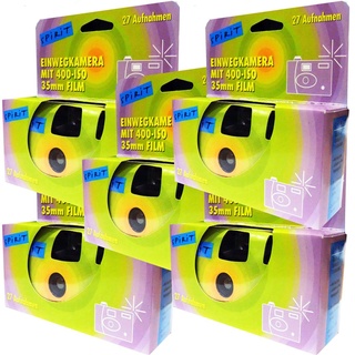 5X 1A Photo PORST Einwegkamera Spirit Gruen/blau (mit Blitz, Batterien, Film, je 27 Aufnahmen, 5er Pack)