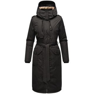 Navahoo Damen Wintermantel Warmer Parka lang mit hohem Kragen und weicher Kapuze Hokulanii Black Gr. M - M