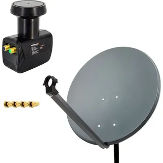 PremiumX 80cm Stahl anthrazit + Twin LNB