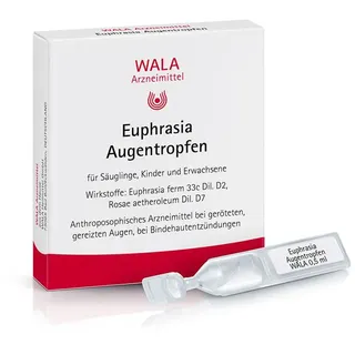 Euphrasia Augentropfen, natürlich wirksam bei geröteten, gereizten, tränenden Augen sowie bei allergischer Bindehautentzündung (z.B. bei Heuschnupfen), für Kontaktlinsenträger geeignet, 5 x 0,5 ml
