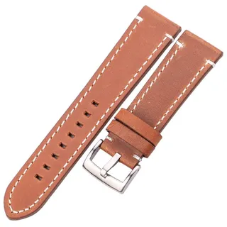 Leder Uhrenarmbänder 18mm 20mm 22mm 24mm Damen Herren Uhrenarmband mit Schnalle Gelb Braun Silber 24mm