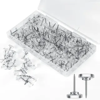 Transparente Reißzwecken 200 Stück,Reiszwecken mit Kopf Länge 16mm Reißnägel Flacher Reißnägel Deko mit Aufbewahrungsbox für Pinnwand Büro Schule Zuhause