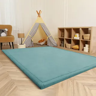 Paco Home Teppich Kinderzimmer Kinderteppich Baby Spielteppich Krabbeldecke Krabbelmatte Weich rutschfest Jungen Mädchen Deko, Grösse:80 cm Rund, Farbe:Blau