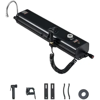 Vevor Dachgepäckträger-Wassertank Wasserspeicher für Fahrzeuge 15 L mit 2 Spritzschutzplatten und T-Schlitz, Aluminiumtank mit hoher Druckanschluss, für Kofferräume Überrollbügel Querträger