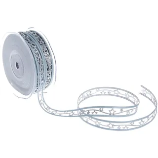 Deko und Band Dekoband Polyester hellblau/silber 15 mm x 20 m