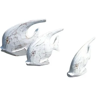 Deko-Impression Tierfigur Handgearbeitete Fische, Statuen, Deko-Objekt, 3 Stück, weiss maritim (3 St)