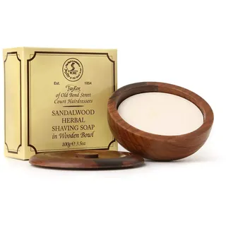Taylor of Old Bond Street Sandalwood Herbal Shaving Soap in Wooden Bowl 100 g