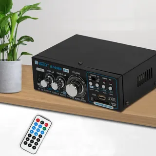 2 Kanal Digitaler Leistungsverstärker HiFi Stereo Mit Fernbedienungsfunktion AC 220V / DC12V (im Auto) Mit Höhen-, Bass- und Lautstärkereglern Mini HiFi digitaler Audio-Leistungsverstärker