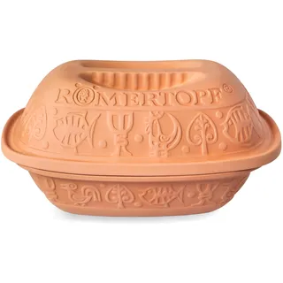 Römertopf Bräter Klassiker Keramik Dampfgarer aus Naturton für bis zu 2 Personen 1,5 Liter