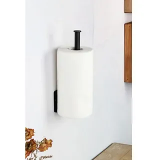 BURI Küchenrollenhalter Metall Wand-Küchenrollenhalter schwarz Papierrollenhalter Küchenpapier schwarz