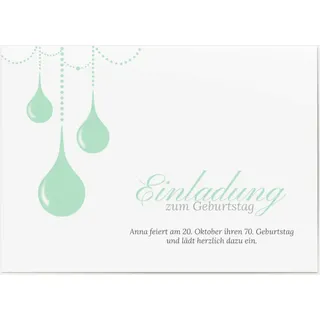 Einladungen zum 70. Geburtstag Grün online gestalten und bestellen - Vintage Chic in Mint | Wunderkarten.de