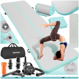 Tectake tectake® Airtrack Trainingsmatte, aufblasbar, rutschfestes, hochwertiges PVC, inkl. Transporttasche, 397 x 104 x 10 cm