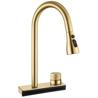 Küchenarmatur Armatur Spüle Spültischarmatur Wasserhahn Küche Messing Gold H40cm