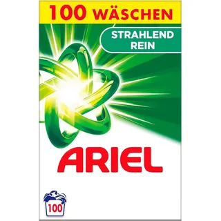 Ariel Waschmittel Pulver, Waschpulver, Vollwaschmittel, 100 Waschladungen, Strahlend Rein (6.5 kg)