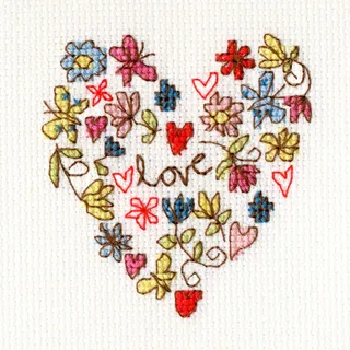Bothy Threads Grußkarte Kreuzstich-Set Sweet Heart Karte, 10x10cm, XGC1, Zählmuster
