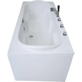 Badewanne 180x80 cm, freistehend / Einbau, für 1 Person, für kleines Bad, Sanitäracryl, Caribia KOMFORT Badewanne, Made in Germany