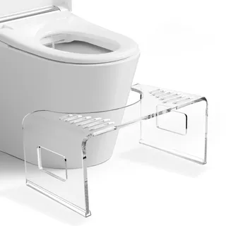 StarK Toilettenhocker aus klarem Acryl - 18 cm Höhe - rutschfest & platzsparender Klohocker - transparenter Toiletten Hocker für bessere Darmgesundheit