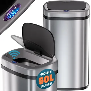 monzana Sensor Mülleimer Edelstahl, 50L
