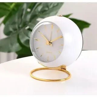 Miniatur-tischuhr, Klassischer Geräuschloser Tischwecker Mit Nachtlicht, Batteriebetrieben, Hochauflösendes Glasgehäuse, Geeignet Für Die Inneneinrichtung Von Wohn- Und Schlafzimmer (weiß).