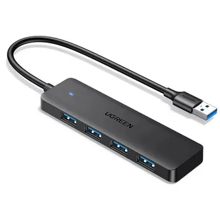 UGREEN USB 3.2 Gen1 4 Ports HUB - CM219 25851 mit USB-A 3.0-Anschlüssen und USB-A 3.0-Kabel 15 cm – Schwarz