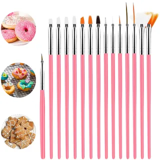 15 Stück Fondant Kuchen Bürsten Set, Kuchen Malerei Pinsel Zuckerkleber Backpinsel Werkzeug Dekorationspinsel für DIY Dekorieren Von Kuchen&keksen Und Desserts