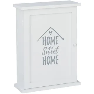 Relaxdays Schlüsselkasten Holz, mit Motiv Weiß,Grau