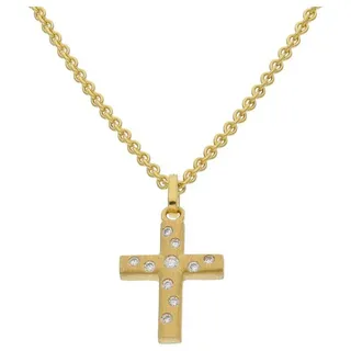 JuwelmaLux Kreuzanhänger JuwelmaLux Kette mit Anhänger Kreuz 585/000 (14 Karat) Gold mit Brilla (1-tlg) gelb