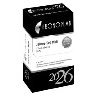 Chronoplan Kalendereinlagen 50536, Jahres-Set 2026, 1 Tag auf 2 Seiten, Midi