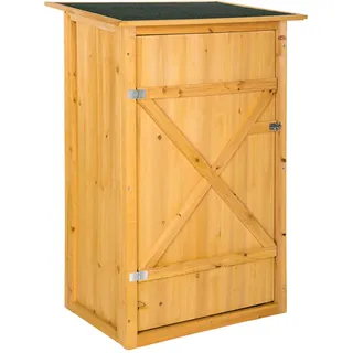 Tectake tectake® Gartenschrank mit Flachdach, aus imprägniertem Nadelholz, Dachpappe aus Bitumen, 75 x 56 x 118 cm