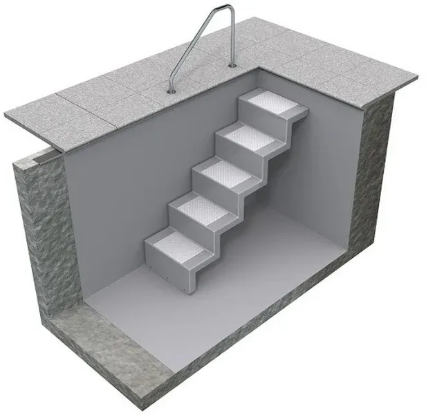 Treppe ELEGANZ 60 Kurz 5-stufig für Universal-Einbau aus Polyester,Farbe: weiß
