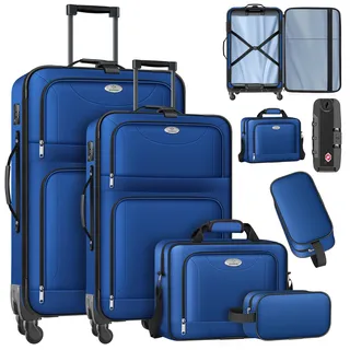 Kesser KESSER® Reisekoffer Set 4-teilig Trolley Kofferset Stoffkoffer mit 3-Ziffern-TSA-Schloss, 360° Rollen & Teleskopgriff Kosmetiktasche Handgepäck leichter Koffer & große Koffer für Business & Reisen