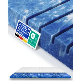 AM Qualitätsmatratzen | 7-Zonen Deluxe Gelschaum-Topper | 80x190 cm | 8 cm Höhe | Matratzentopper | 80/190 | Gel Topper | 7 Zonen