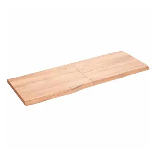 vidaXL Waschtischplatte Hellbraun 140x50x(2-4) cm Massivholz Behandelt