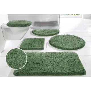 MY HOME Badematte »Sanremo, Badvorleger, Badezimmer Teppich, sehr weich«, rutschhemmend beschichtet, fußbodenheizungsgeeignet-schnell trocknend, Badteppich, unifarben, rechteckig, rund & als 3-tlg. Set erhältlich 99547050-4 dunkelgrün 1 St.