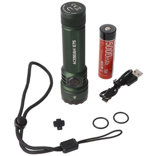 AceBeam E75 Quad Core LED Taschenlampe grün, 6.500K, bis zu 4.500 Lumen Helligkeit, inklusive 21700 5000mAh Li-Ion Akku
