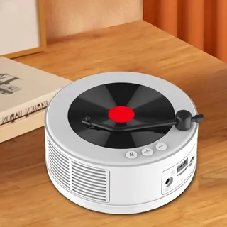 Tragbarer Retro-FM-Radio-CD-Player, Mini-Vinyl-Schallplattenspieler mit integriertem Lautsprecher, Retro-Bluetooth-Lautsprecher, unterstützt AUX/USB/TF