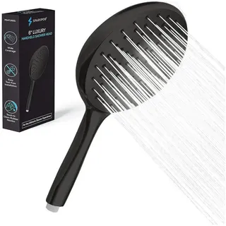 sparkpod Duschbrause Premium 6 Zoll Hochdruck Handbrause Duschkopf XXL, (Premium Handbrause-Duschkopf-Set, XXL Duschkopf Anti-Kalk Düsen), Einzigartiger 15 cm Hochdruck-Duschkopf mit 84 leicht zu reinigen schwarz
