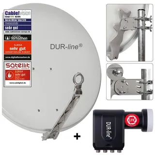 Dur-Line Select 75/80cm Komplettanlage hellgrau - Octo LNB - hellgrau
