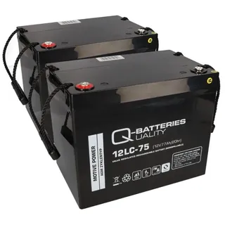 Q-Batteries Ersatzakku f. Kymco Healthcare Föhr 3+4, Hamburg, Stuttgart, Texel, McForest und Maxi220 2x 12V 75Ah zyklenfest