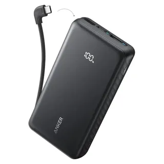 Anker Power Bank (20K, 22.5W, Built-In USB-C Cable) - Schwarz