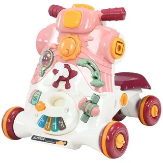 Costway Lauflernhilfe mit Spielbrett, und verstellbarer Geschwindigkeit, Baby Walker mit Musik, & Spielfunktion, Laufwagen mit Anti-Rutsch-Reifen, Rutschfahrzeug für 6-36 Monaten Baby