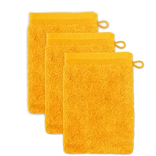 Waschhandschuh 15 x 20 cm gold 3 St.
