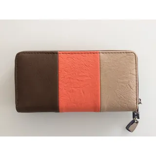 HJP Leder Geldbörse Tricolore braun Geldbeutel beige Damen Langformat orange