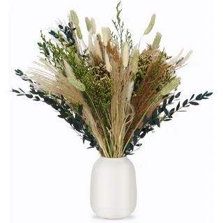 RosewineC 60 Stück Trockenblumen Deko Set Natürliche Pampasgras Getrocknet Blumen Dried Flowers Pflanzen Blumenstrauß Boho Pampas Deko für Wohnzimmer Home Hochzeit Vasen Tischdeko(Grün)